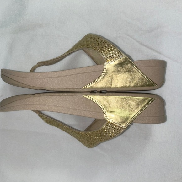 FitFlop Lulu Crystal Embellished Gold Metallic Thong Sandals Orthotic US 10 - Picture 6 of 10
